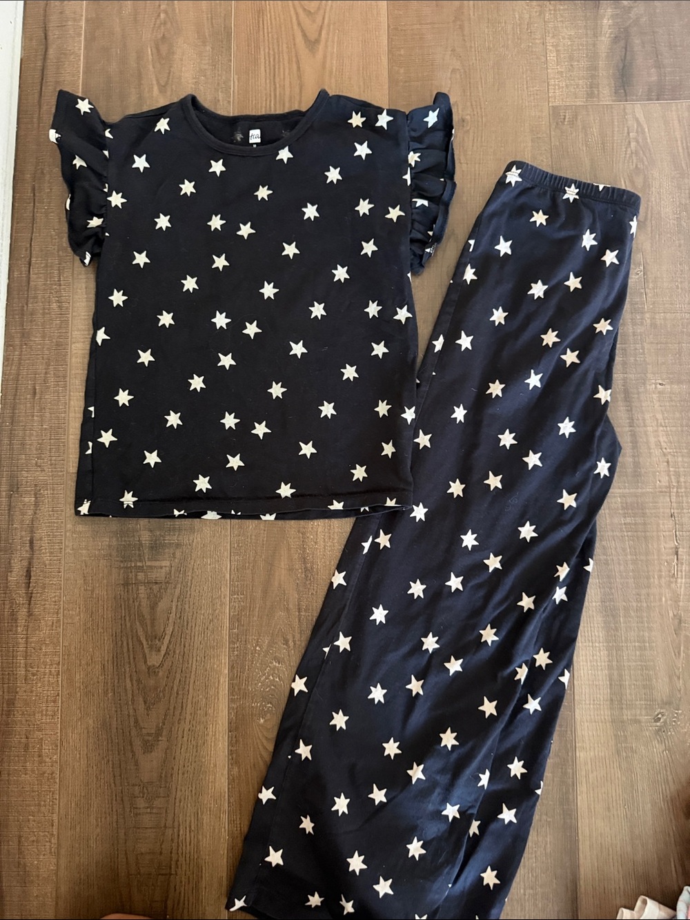 Tea Collection Navy and White Star Set with Ruffle Sleeves